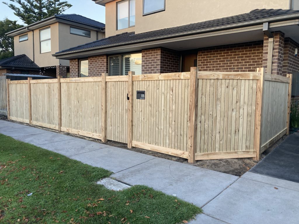 Picket Header board fence - ready for painting